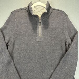 Carbon 2 Cobalt Quarter Zip Sweater Mens M Charcoal Highlight Preppy Sporty Knit